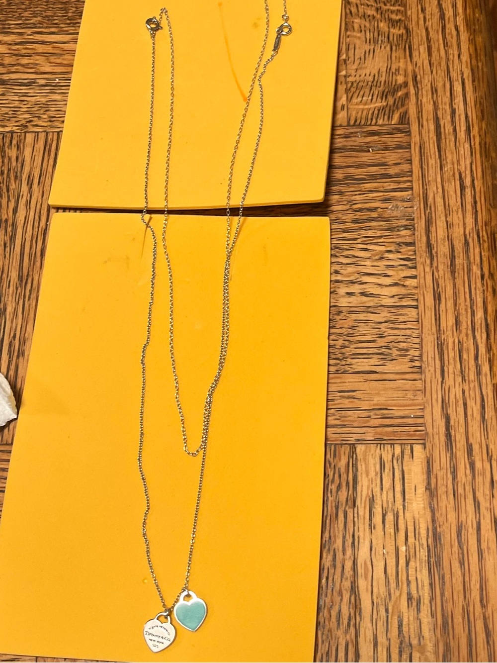 Tiffany & Co. authentic Double-Layer Necklace with Blue Heart enamel NWOT